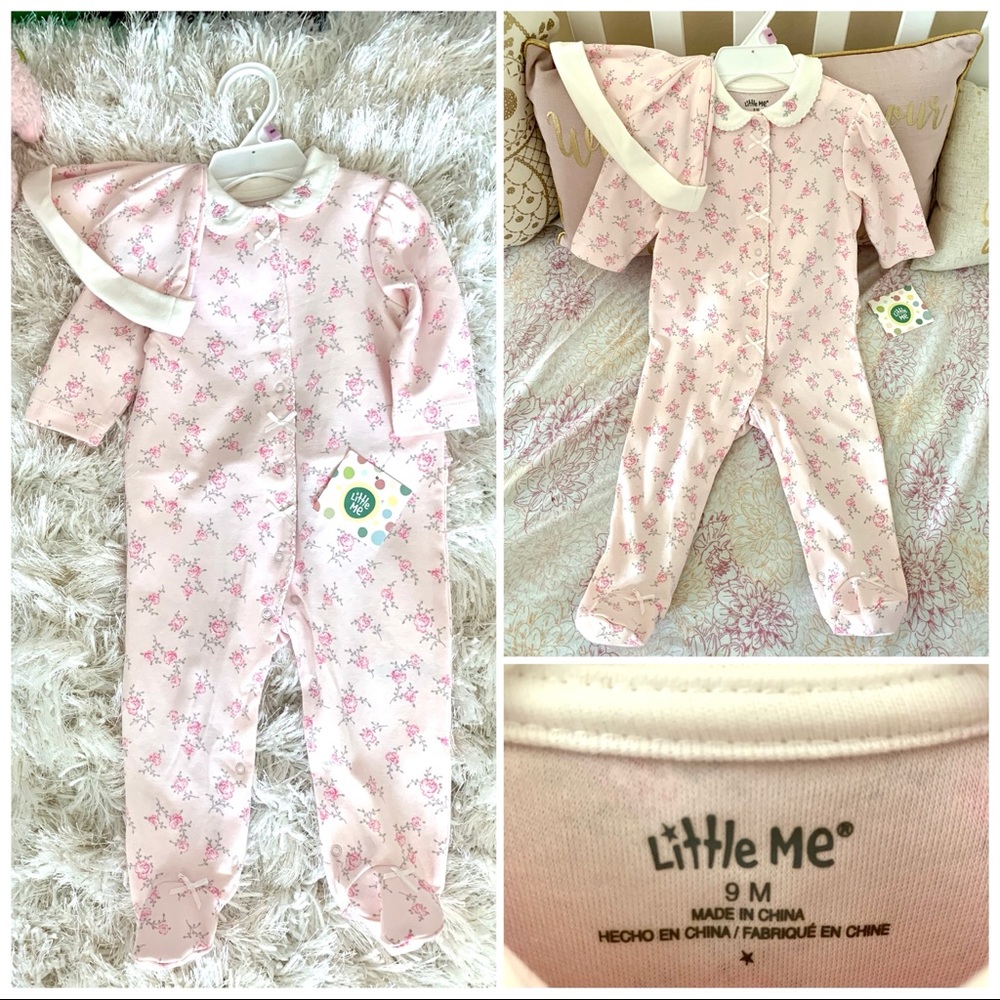 NWT Baby Girl Floral footie & matching hat